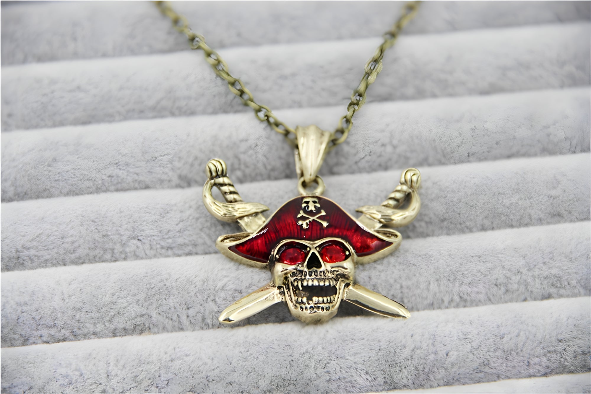 Ruby Skull Necklace