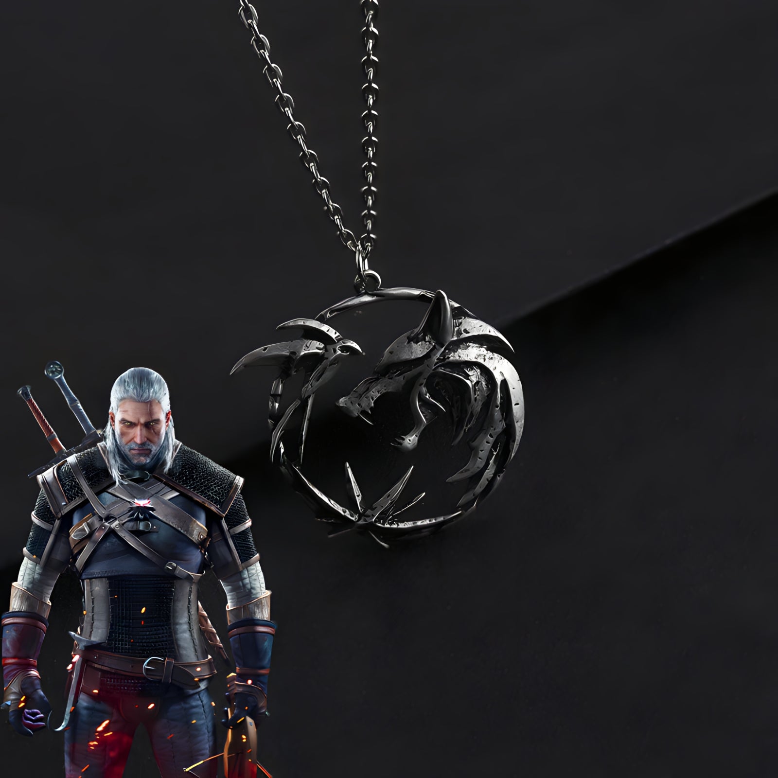 The Witcher Silver Wolf Necklace